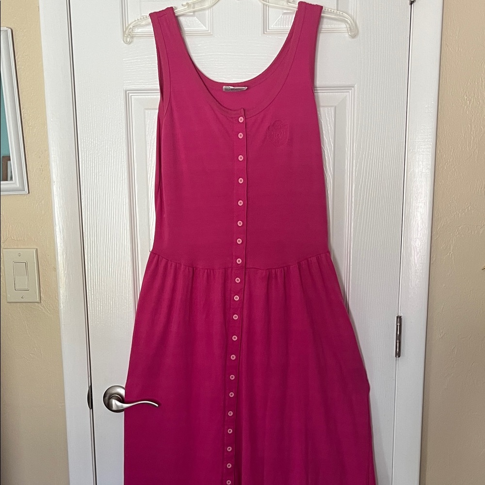 Pierre Cardin VTG 80’s90’s cotton blend sleeveless maxi dress embroidered logo M